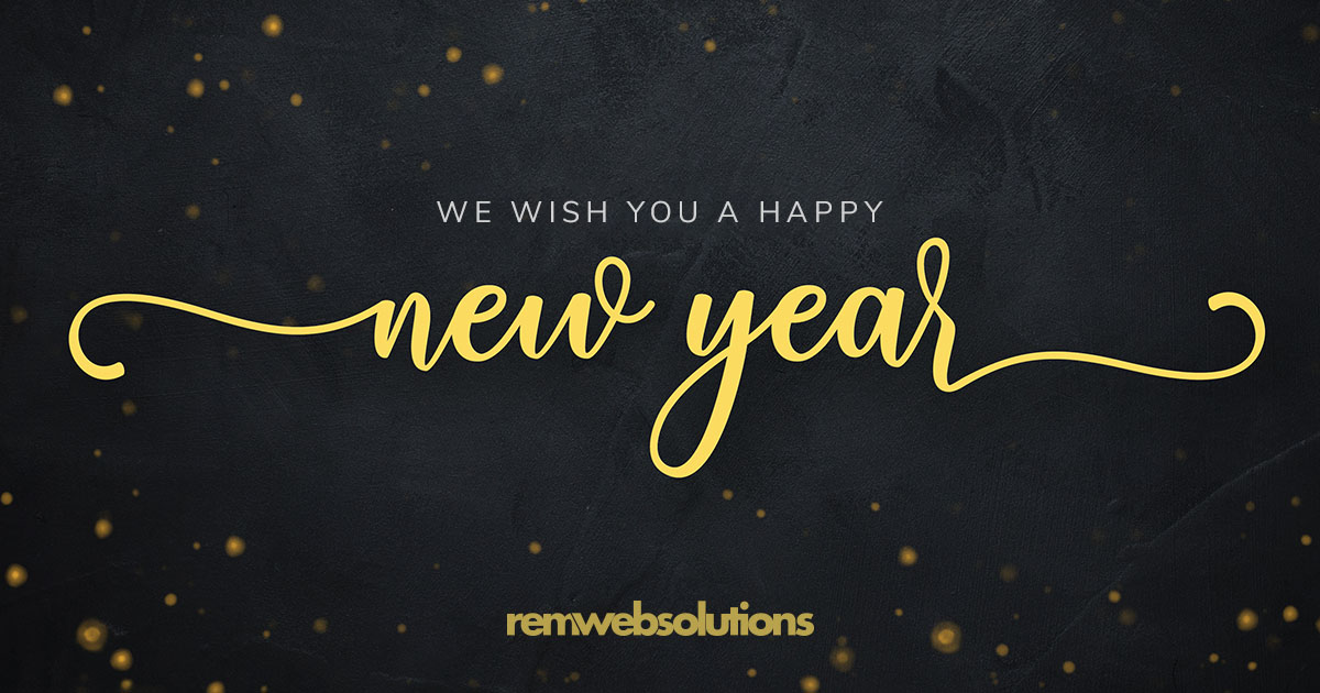 New year text in a gold and black background